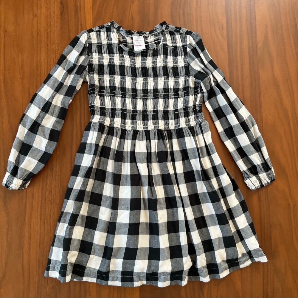 HANNA ANDERSSON | gingham Plaid Long Sleeve Dress size 6-7 120 cm